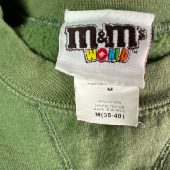 Vintage 90s M&Ms World Olive Green Sweatshirt Med - Picture 6 of 7